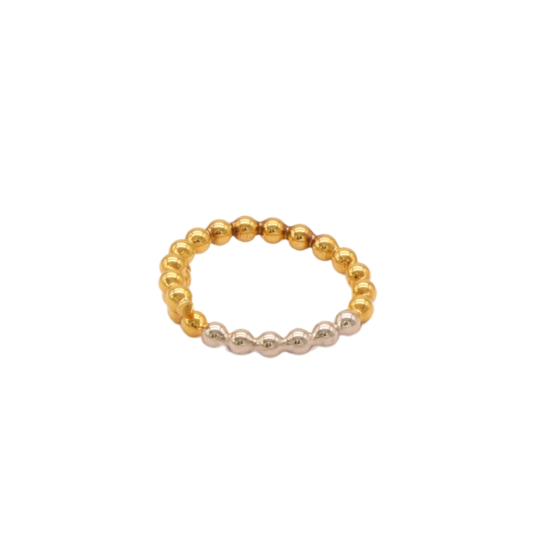 Gold 21KT Two-Tone Adjustable Ball Ring