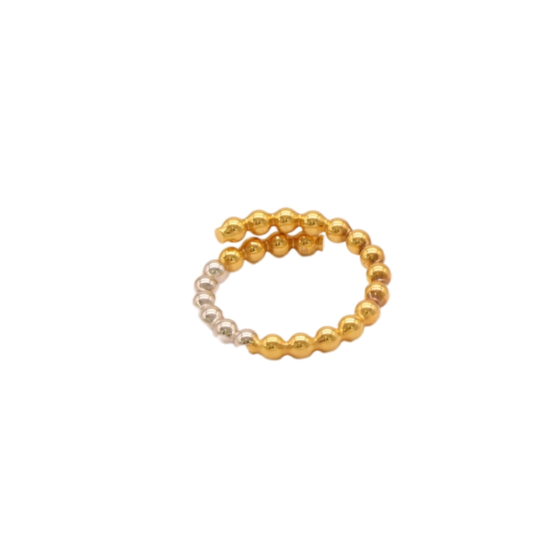 Gold 21KT Two-Tone Adjustable Ball Ring