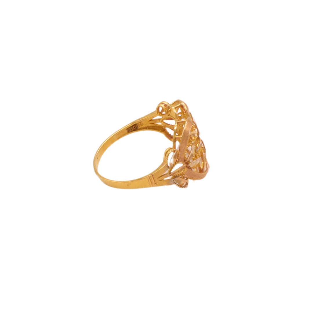 Gold 21KT Floral Patterned Wide Ring