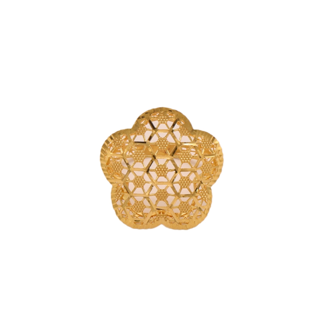 Gold 21KT Floral Mesh Cut Ring