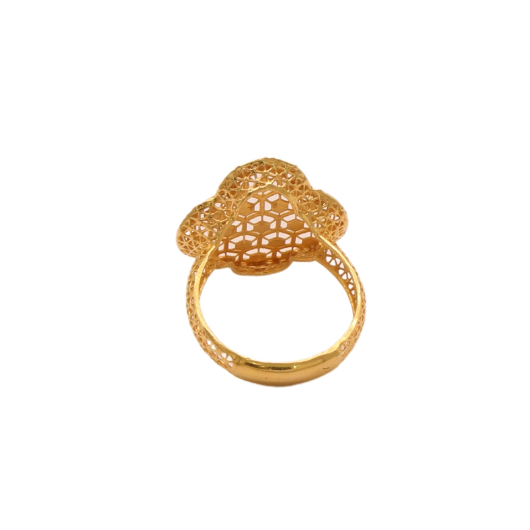 Gold 21KT Floral Mesh Cut Ring