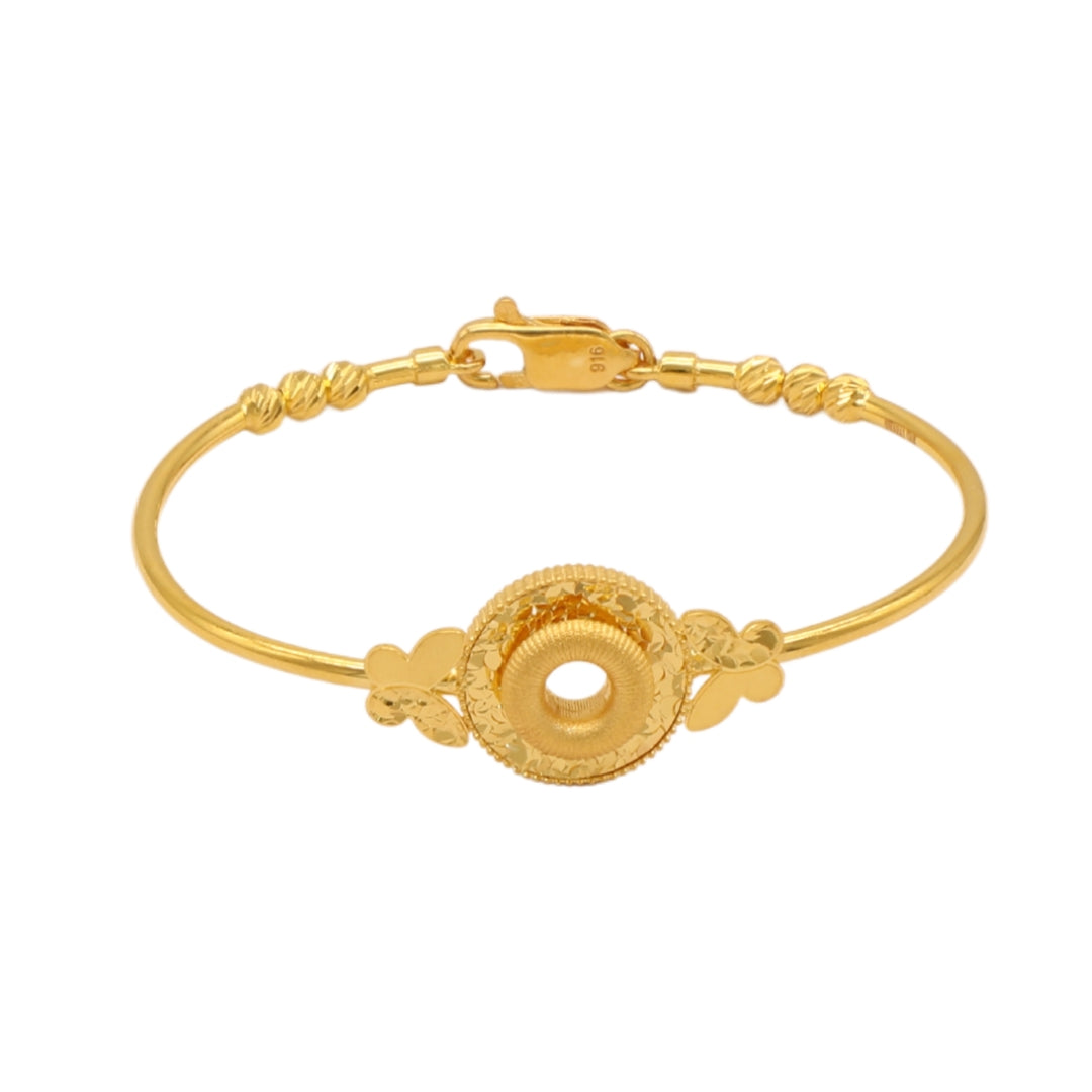 Gold 22KT Floral Disc Design Baby Bangle