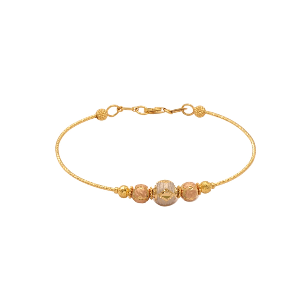 Gold 22KT Tri Tone Bead Design Adjustable Baby Bangle