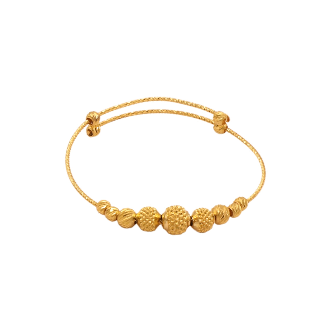 Gold 22KT Bead Design Adjustable Baby Bangle