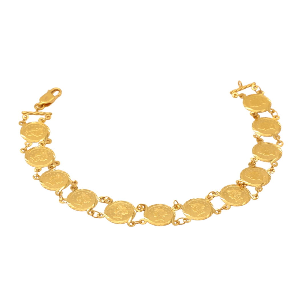 Gold 22KT Coin Traditional Design Bracelet