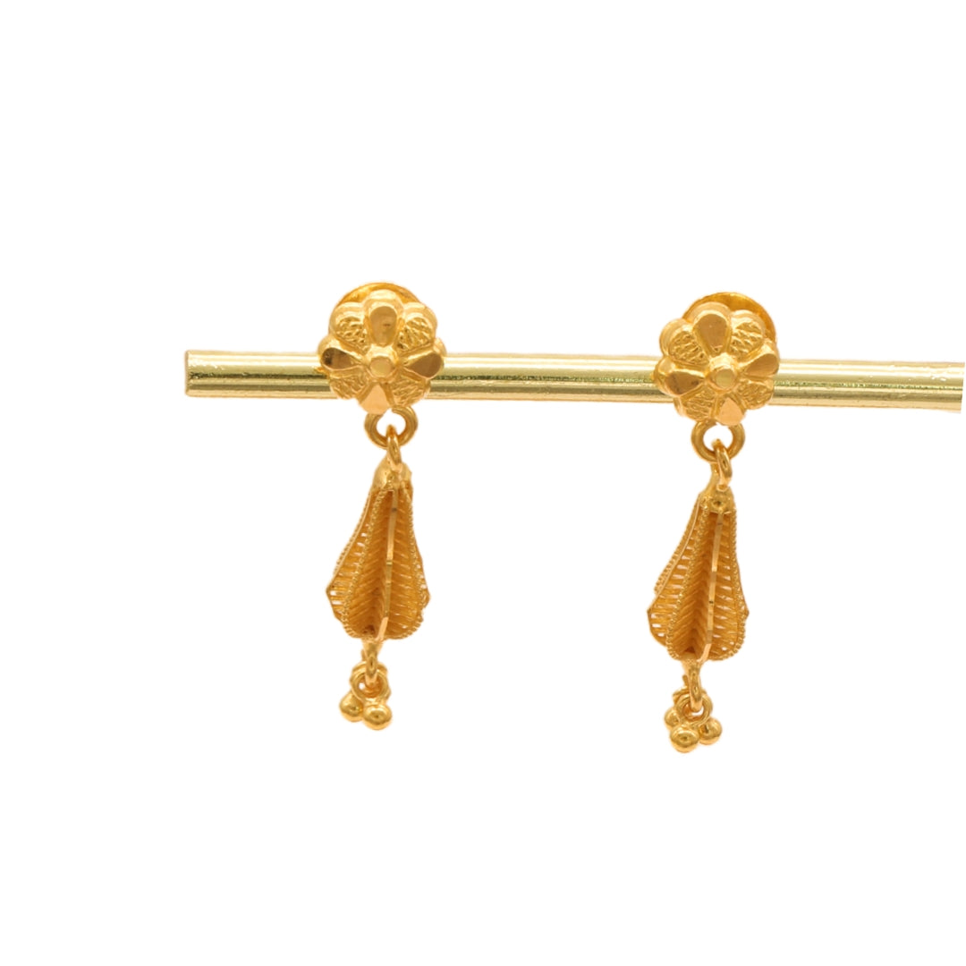 Gold 22KT Floral Dangle Earrings