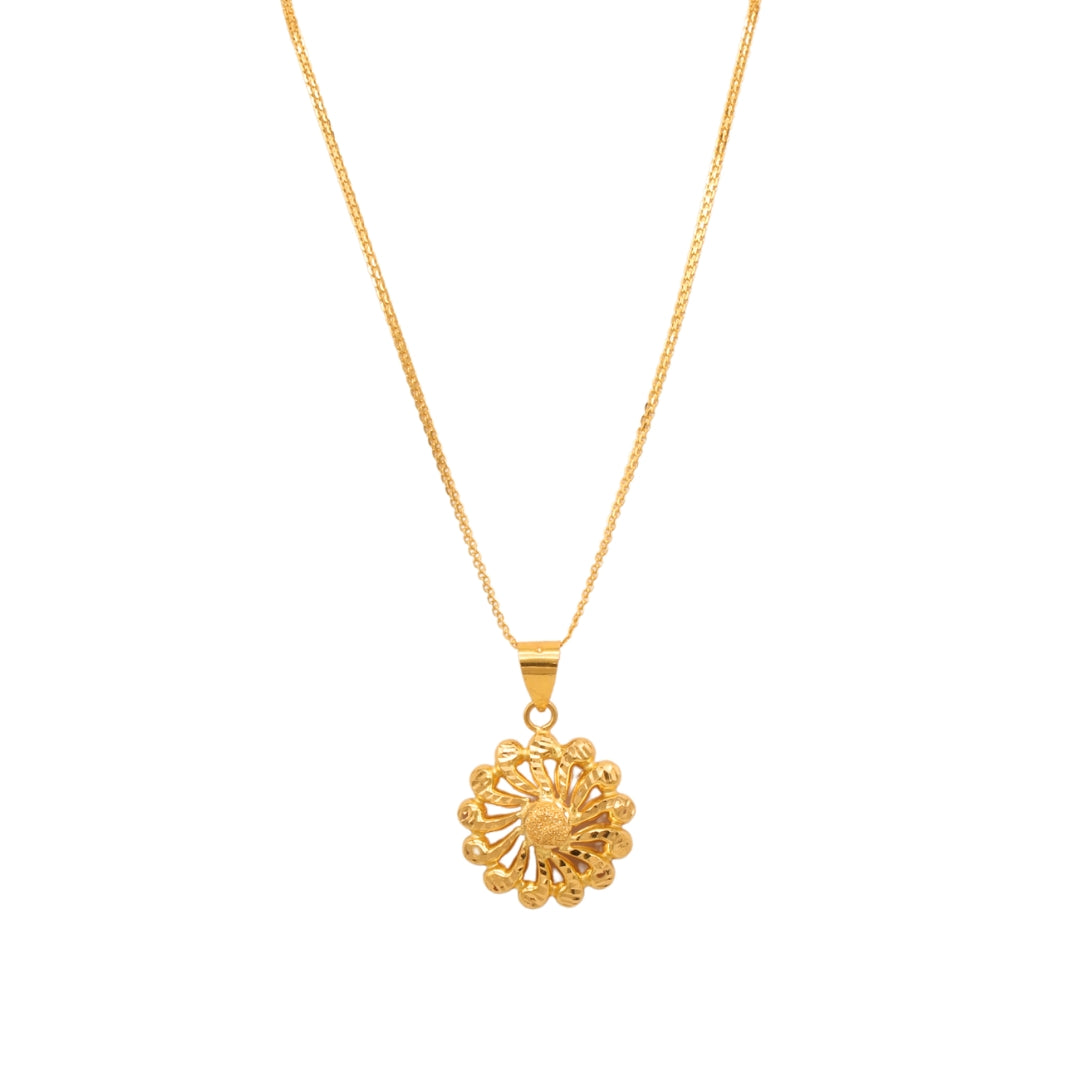 Gold 22KT 20 Inches Floral Bloom Pendant Necklace