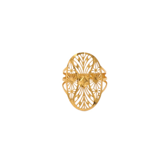 Gold 22KT Oval Floral Design Ring
