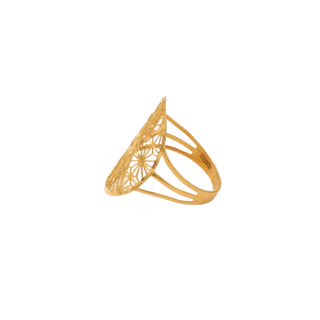 Gold 22KT Oval Floral Design Ring
