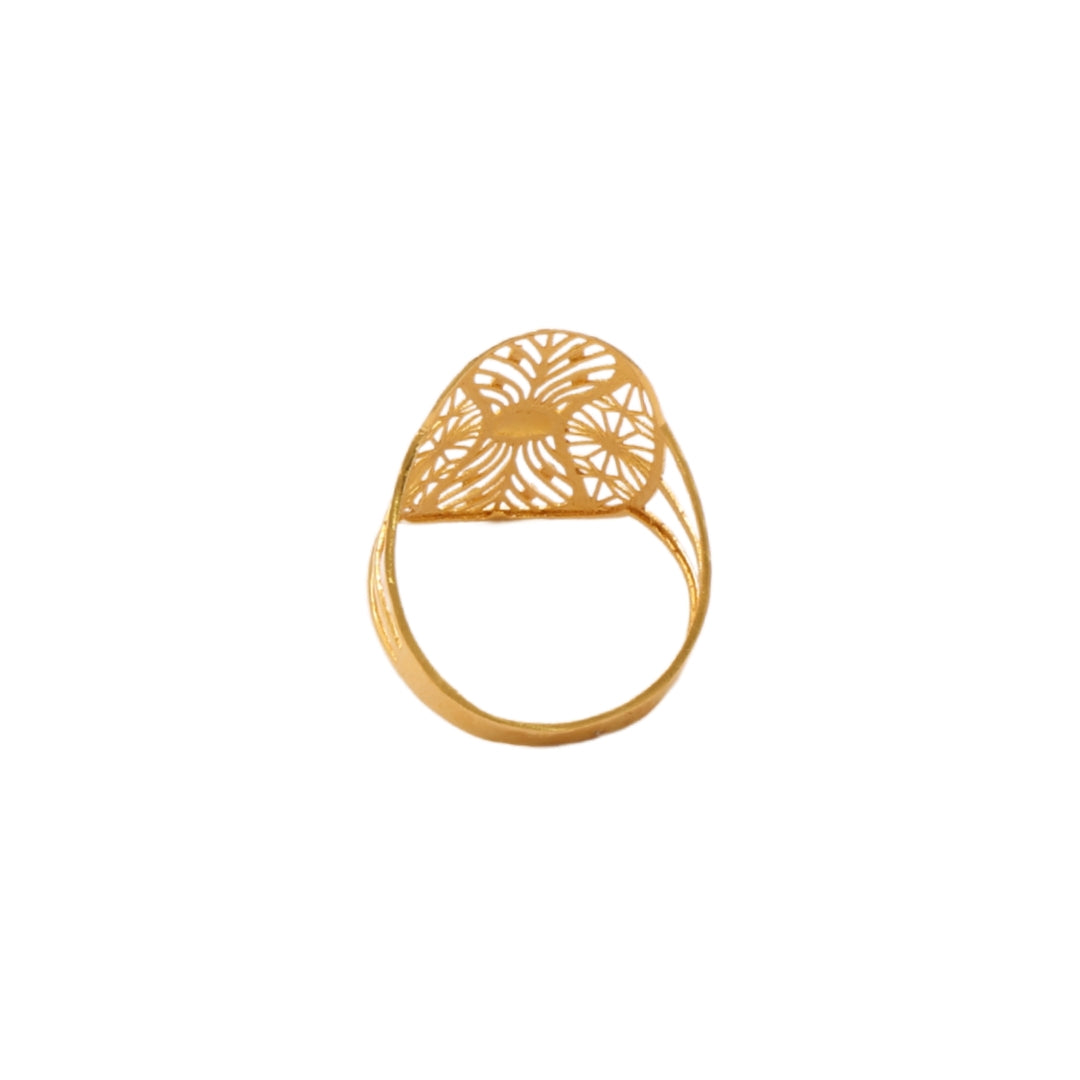 Gold 22KT Oval Floral Design Ring