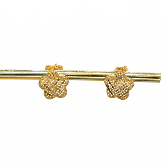Gold 18KT Flower Shaped Stud Earrings