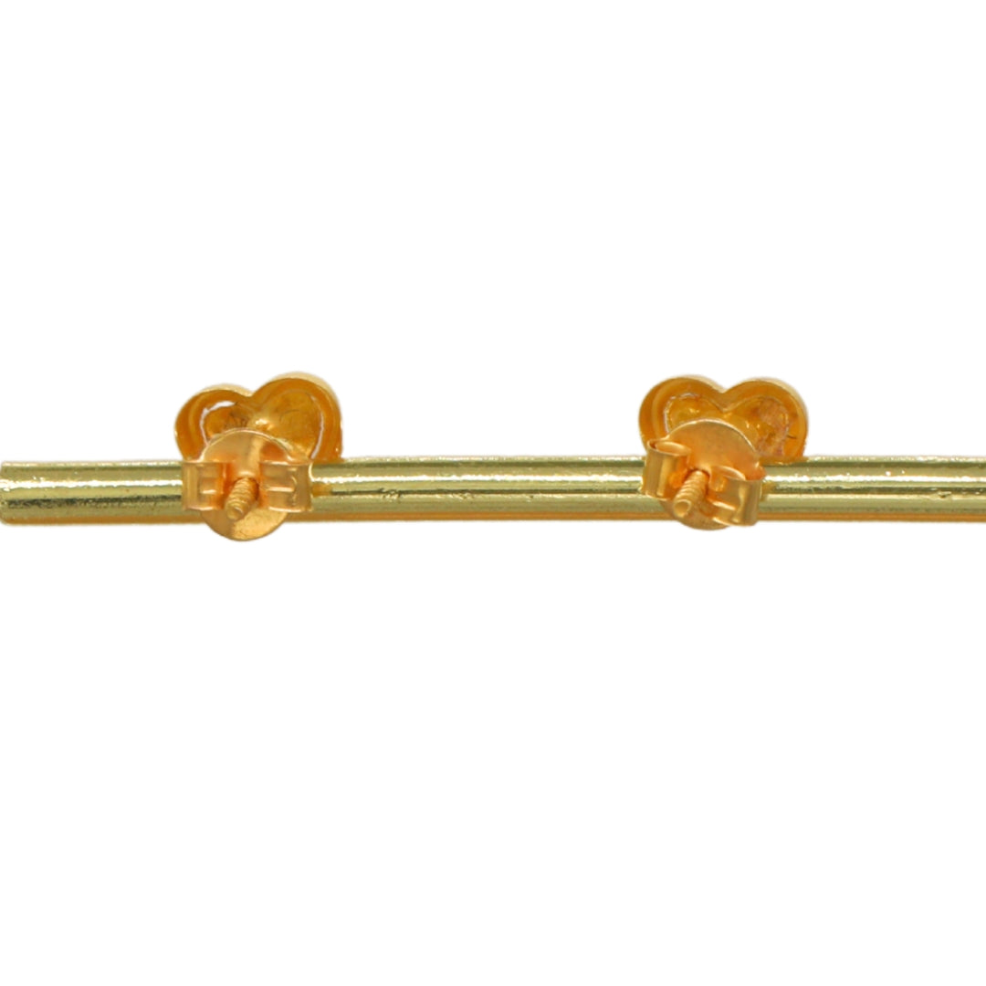 Gold 18KT Heart Design Stud Earrings