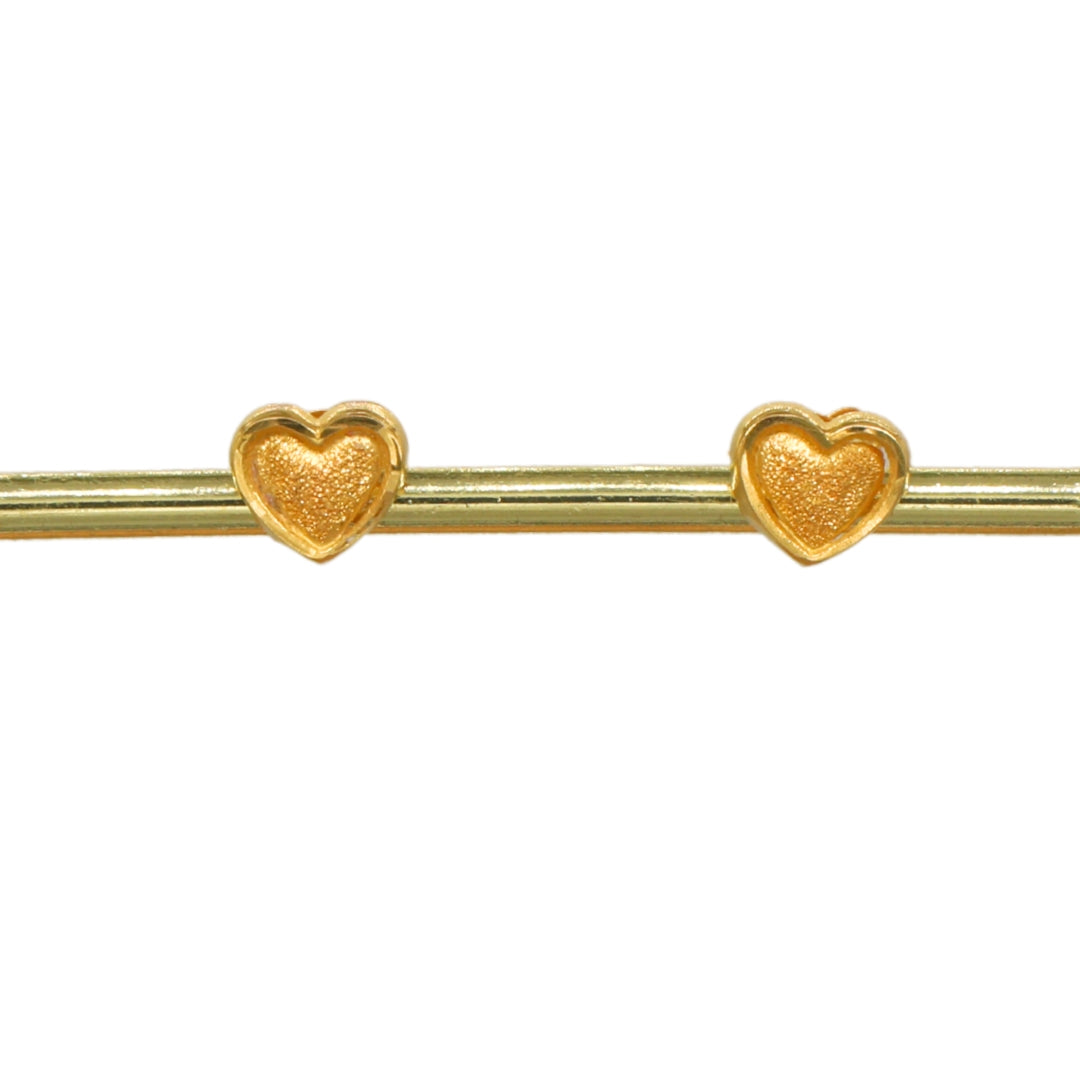 Gold 18KT Heart Design Stud Earrings