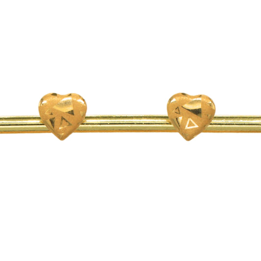 Gold 18KT Geometric Heart Design Stud Earrings