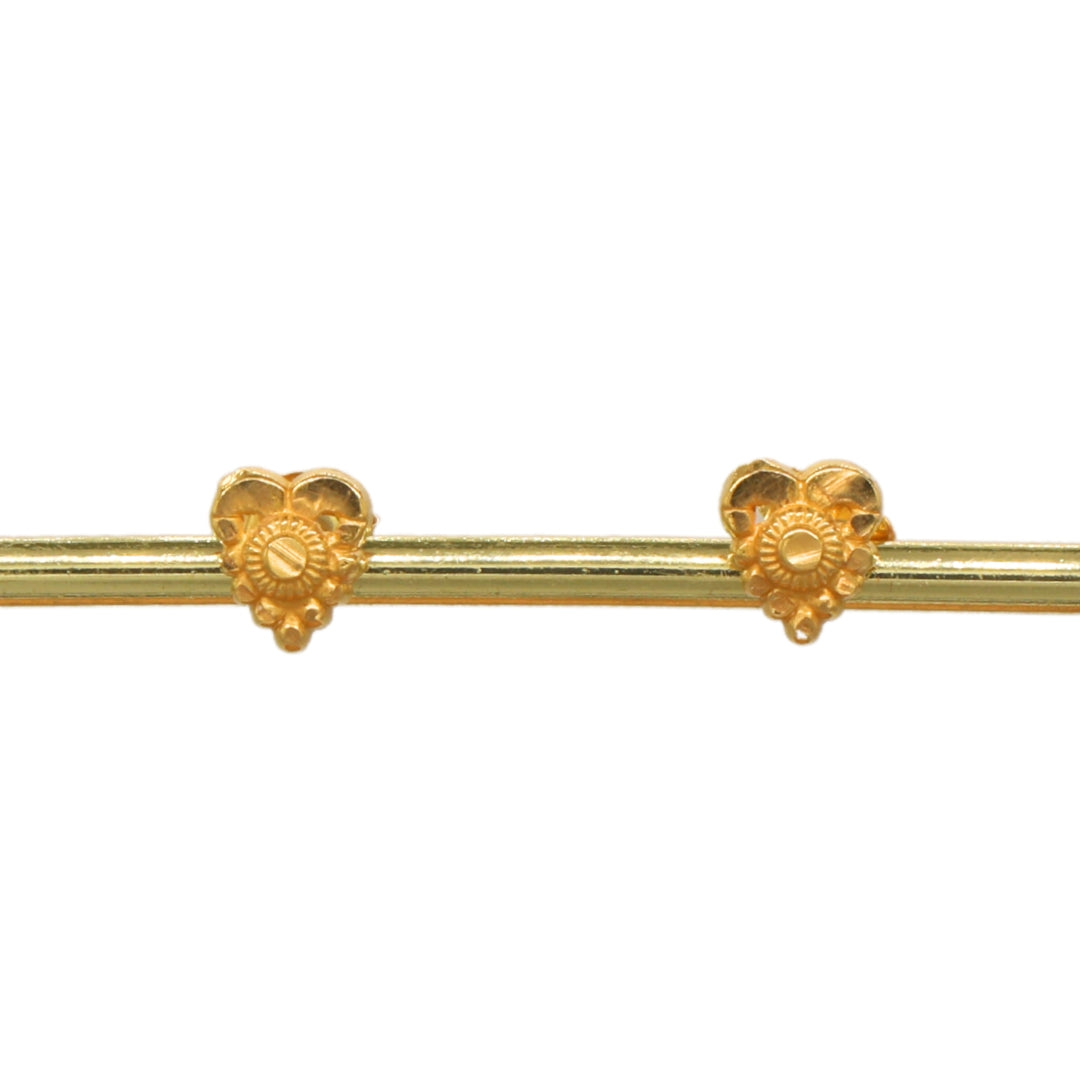 Gold 18KT Floral Heart Design Stud Earrings