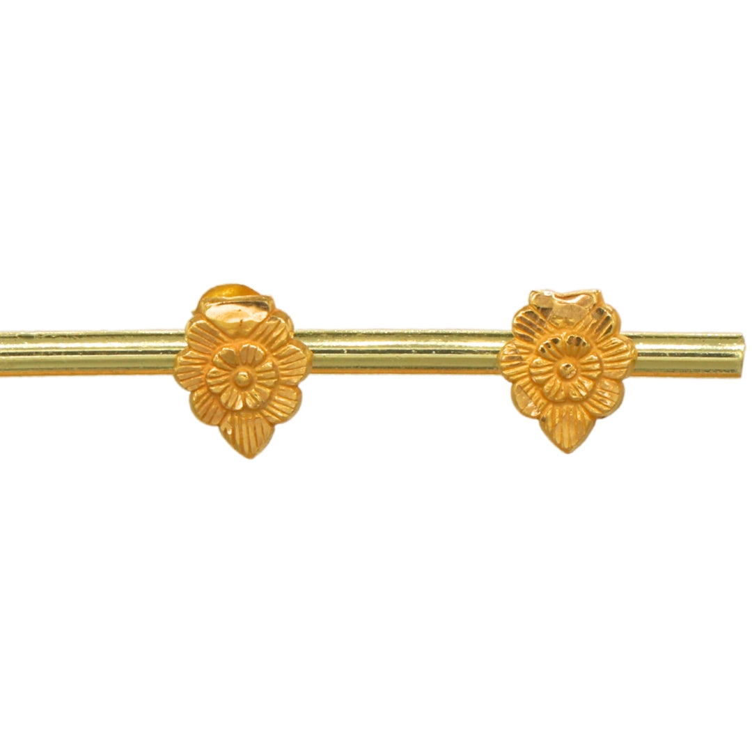 Gold 18KT Flower Design Stud Earrings
