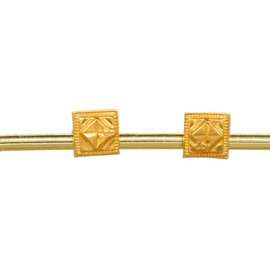 Gold 18KT Square Pattern Stud Earrings