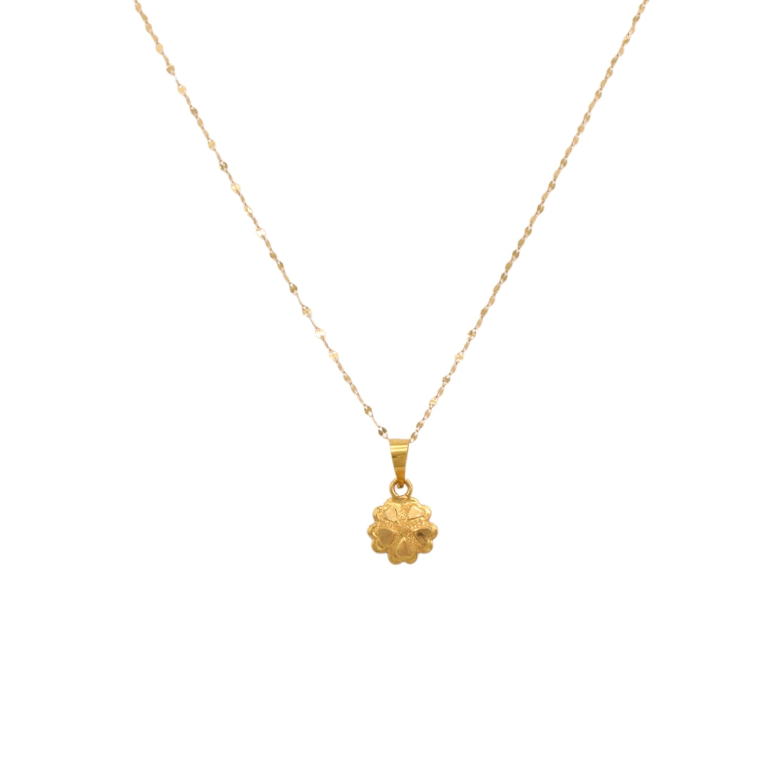 Gold 18KT 16 Inches Floral Pendant Necklace