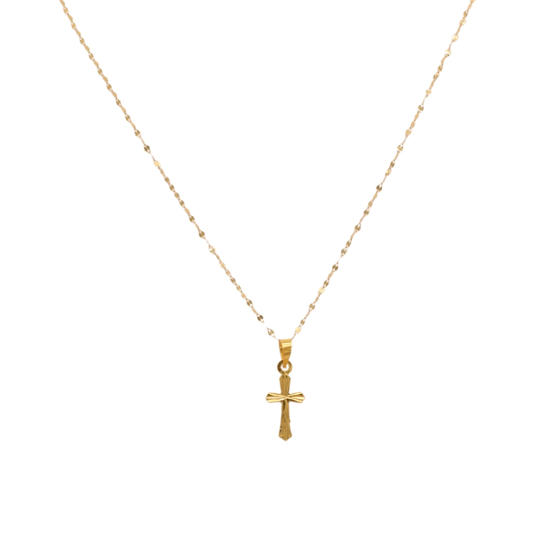 Gold 18KT 16 Inches Cross Pendant Necklace
