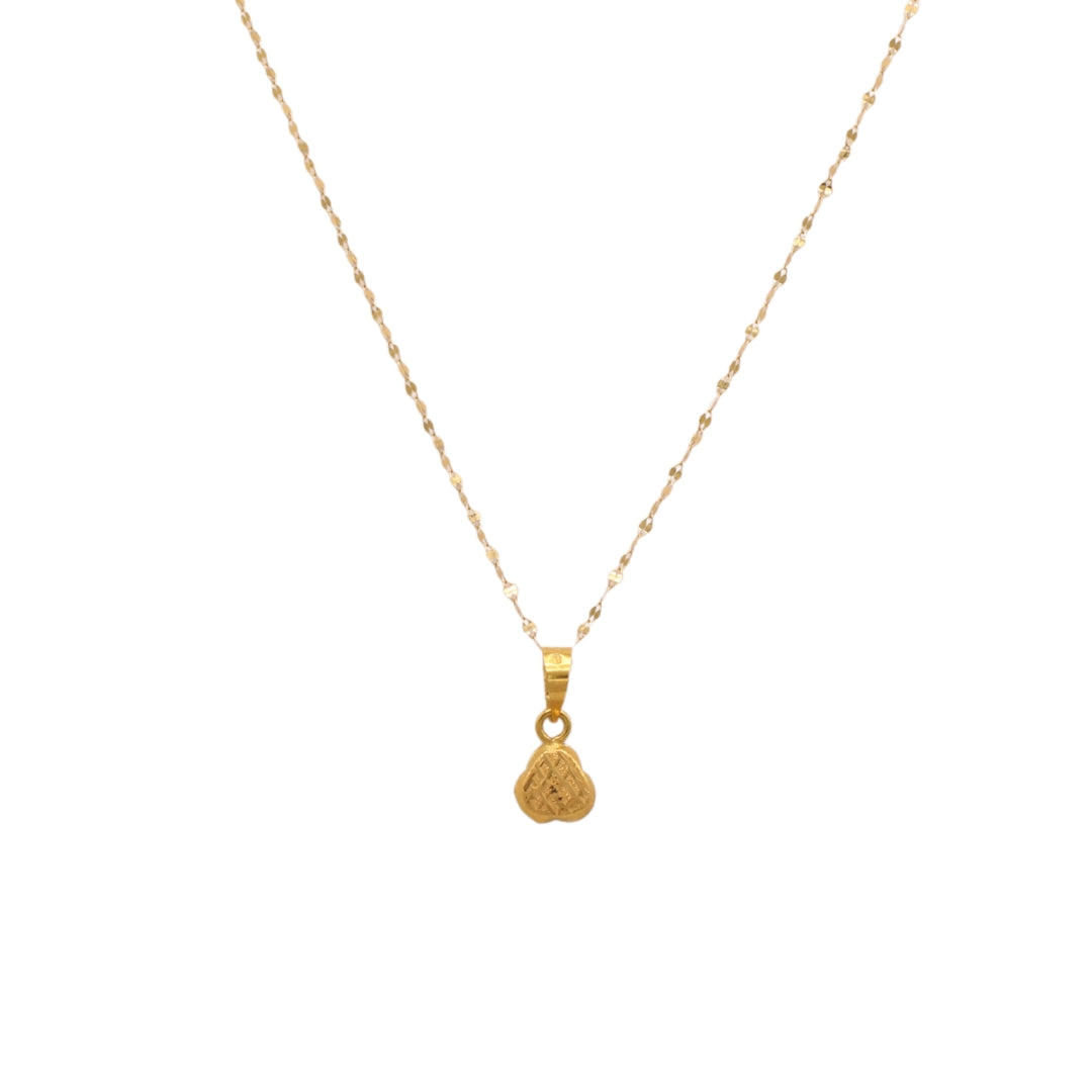 Gold 18KT 16 Inches Engraved Heart Pendant Necklace