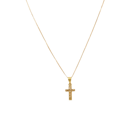 Gold 18KT 18 Inches Textured Cross Pendant Necklace