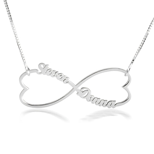 Gold & Silver Personalized Heart Infinity Necklace