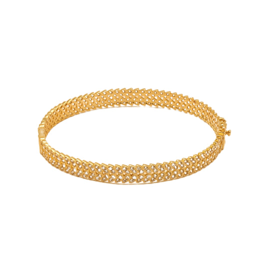 Gold 18KT Mesh Design Leaf Shaped Bangle