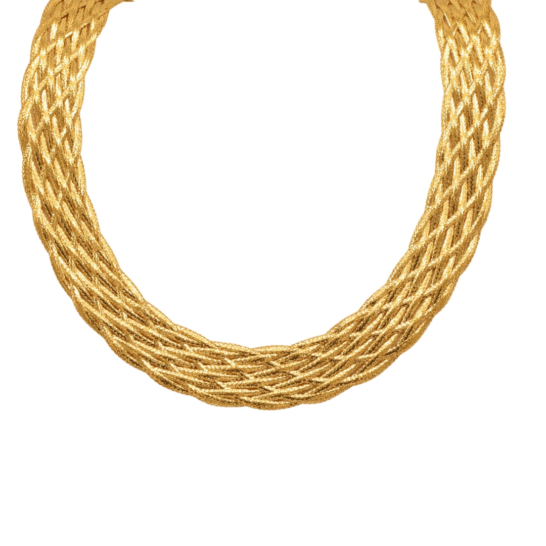Gold 18KT 18 Inches Braided Design Choker Necklace