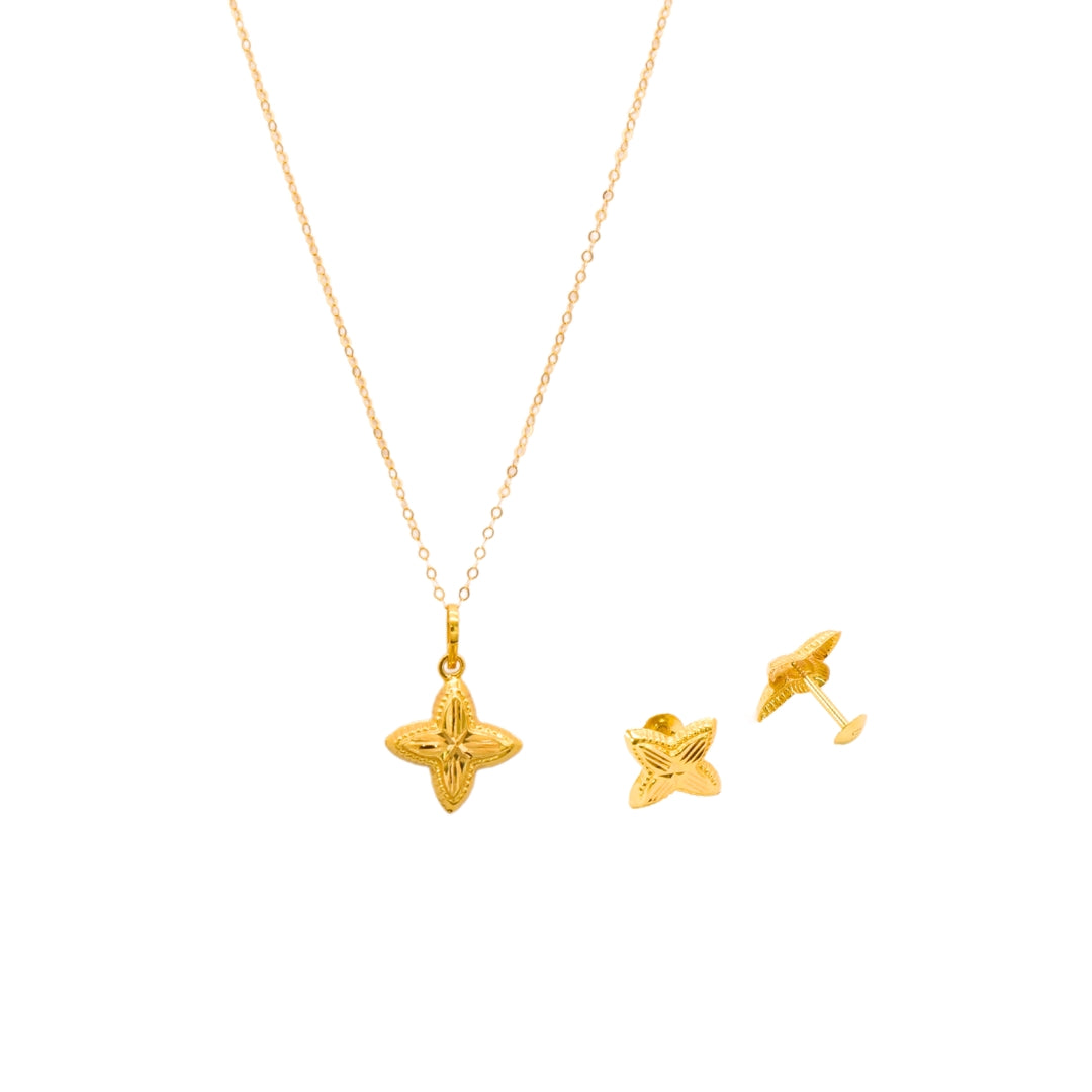 Gold 18KT 18 Inches Butterfly Pendant Set