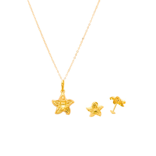 Gold 18KT 18 Inches Star Pendant Set