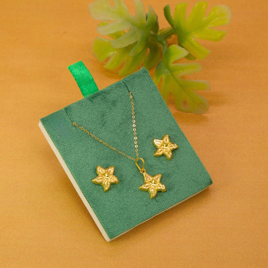 Gold 18KT 18 Inches Star Pendant Set