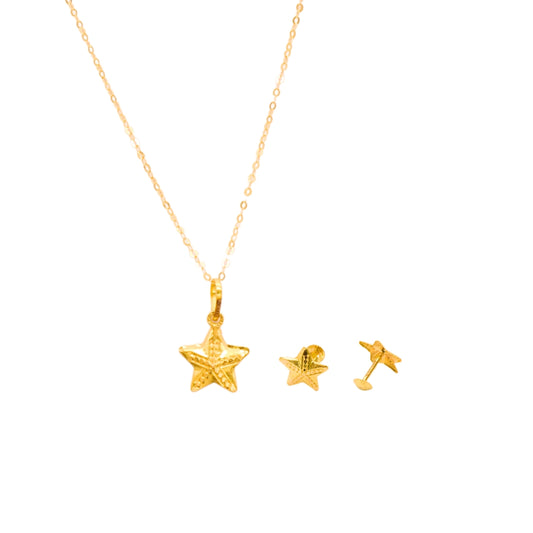 Gold 18KT 18 Inches Star Charm Pendant Set