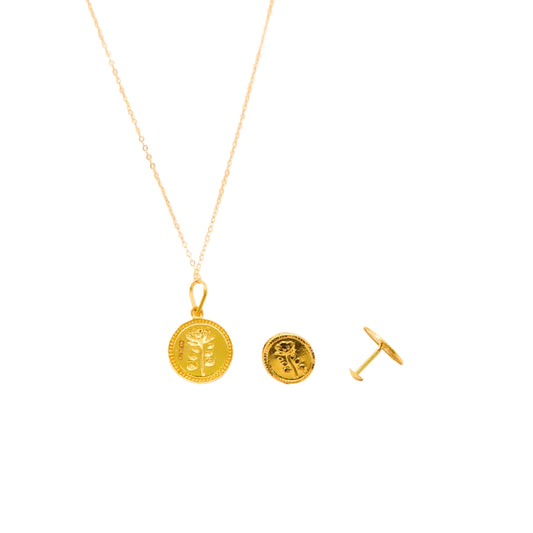 Gold 18KT 18 Inches Coin Pendant Set