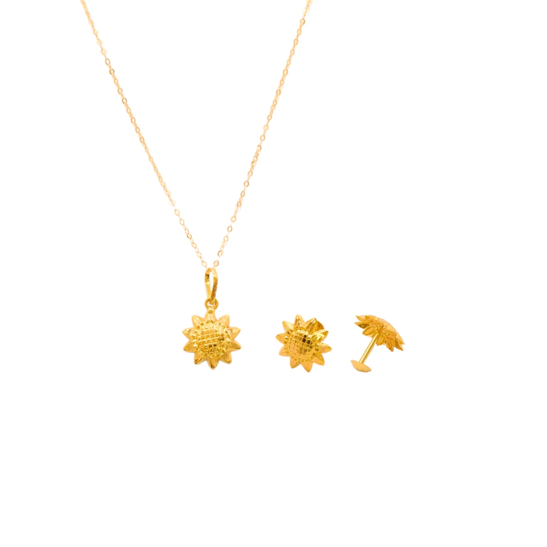 Gold 18KT 18 Inches Sunflower Pendant Set