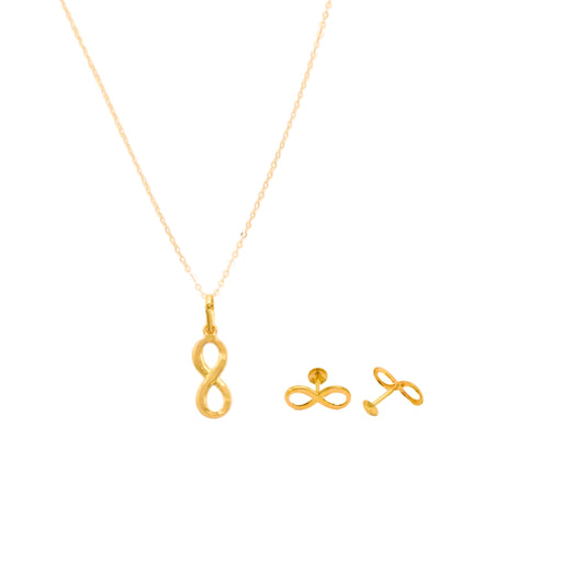 Gold 18KT 18 Inches Infinity Pendant Set