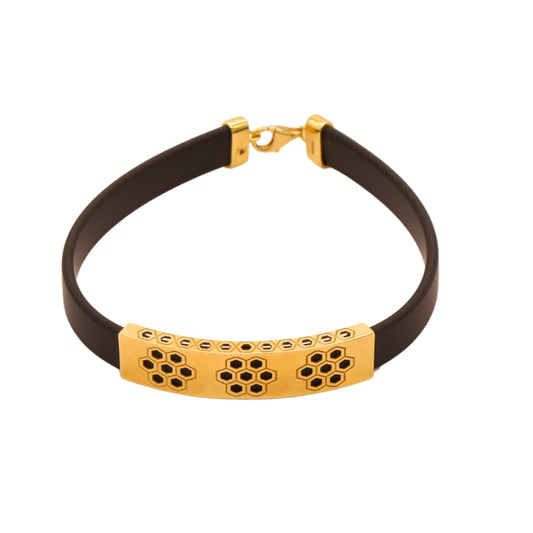 Gold 18KT Men's Honeycomb Design Bracelet
