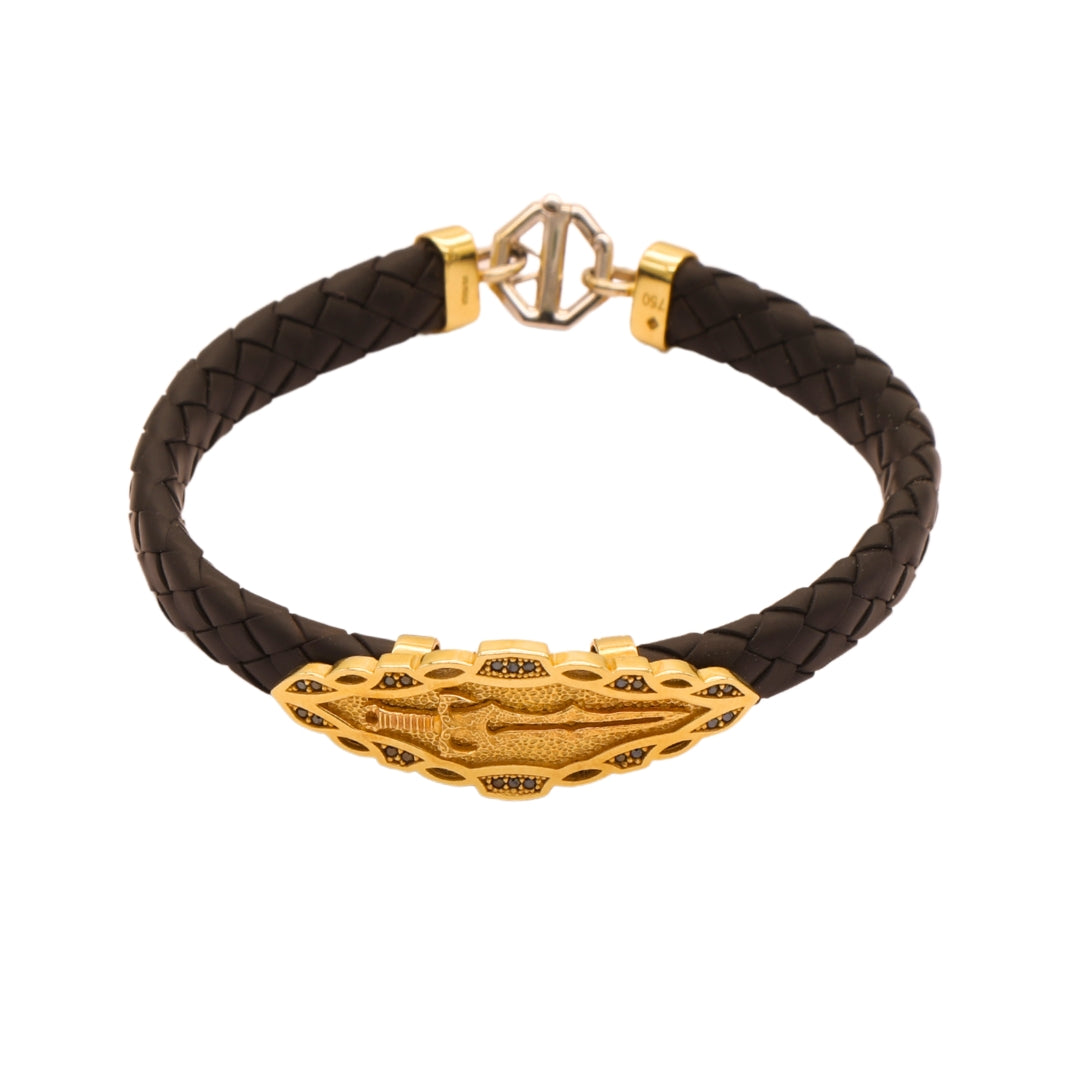Gold 18KT Men's Sword Design Bracelet