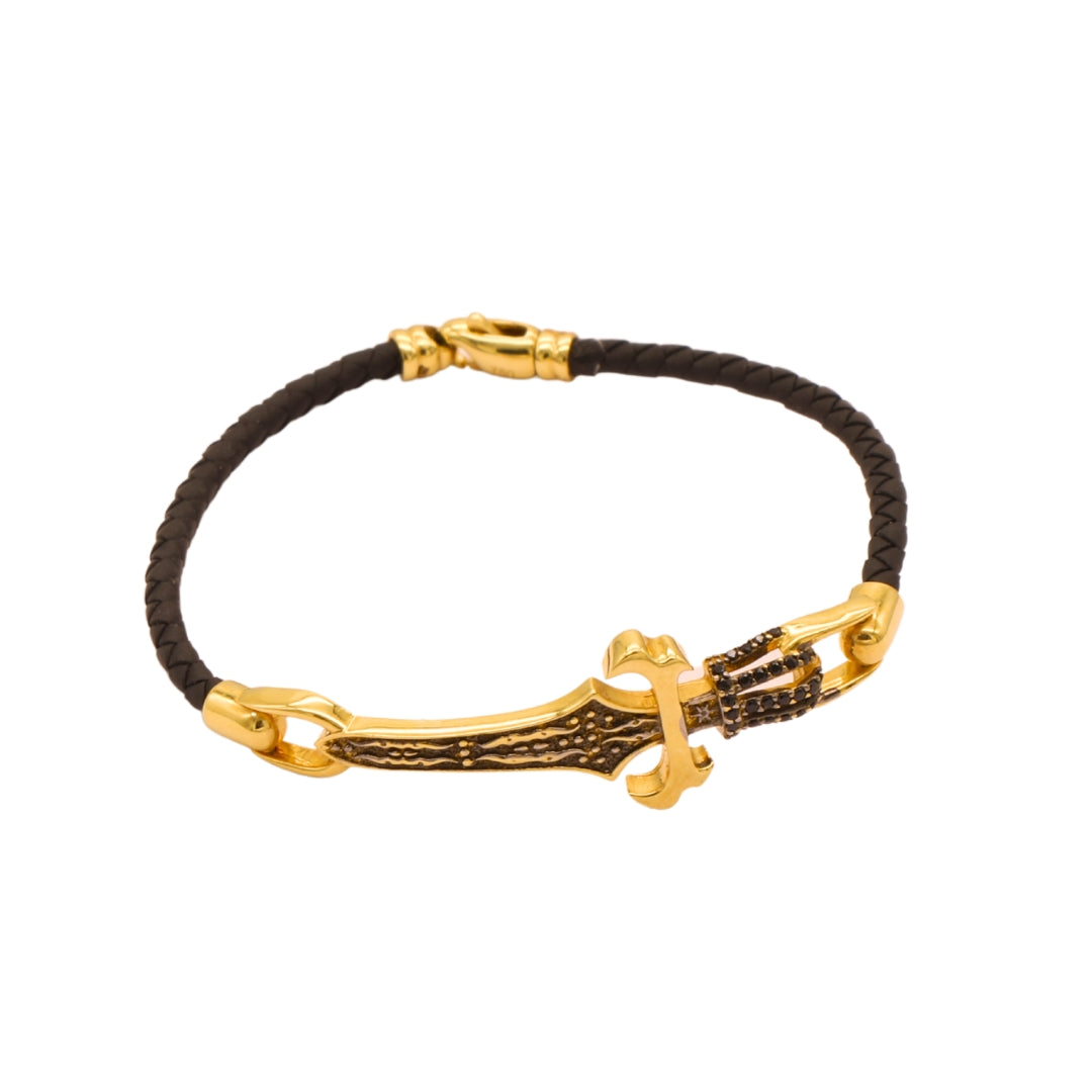 Gold 18KT Men's Sword Hilt Design Bracelet