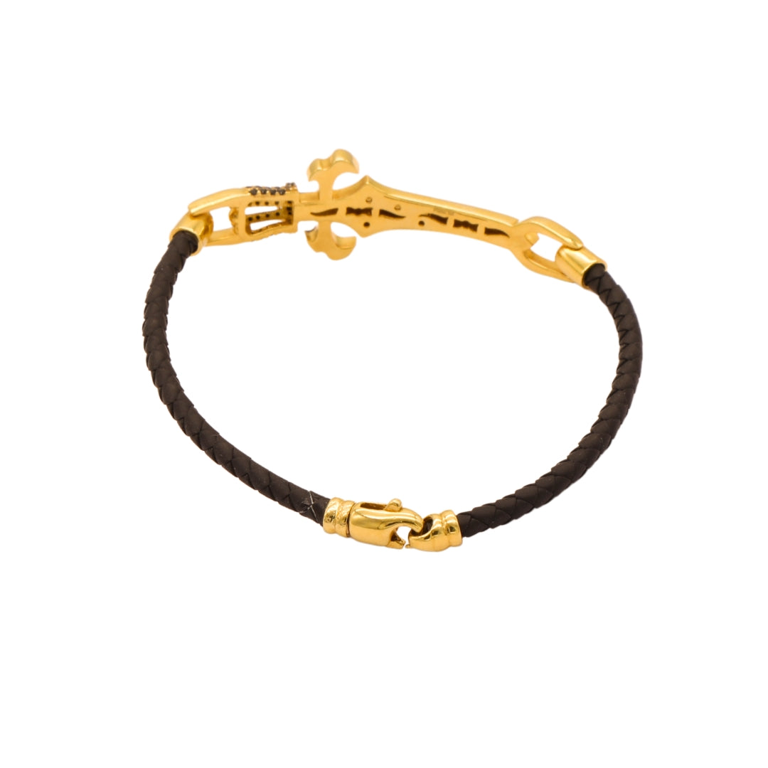 Gold 18KT Men's Sword Hilt Design Bracelet