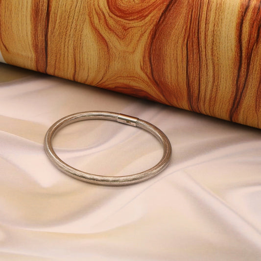 Gold 18KT Flexible Elastic Round Mesh Bracelet