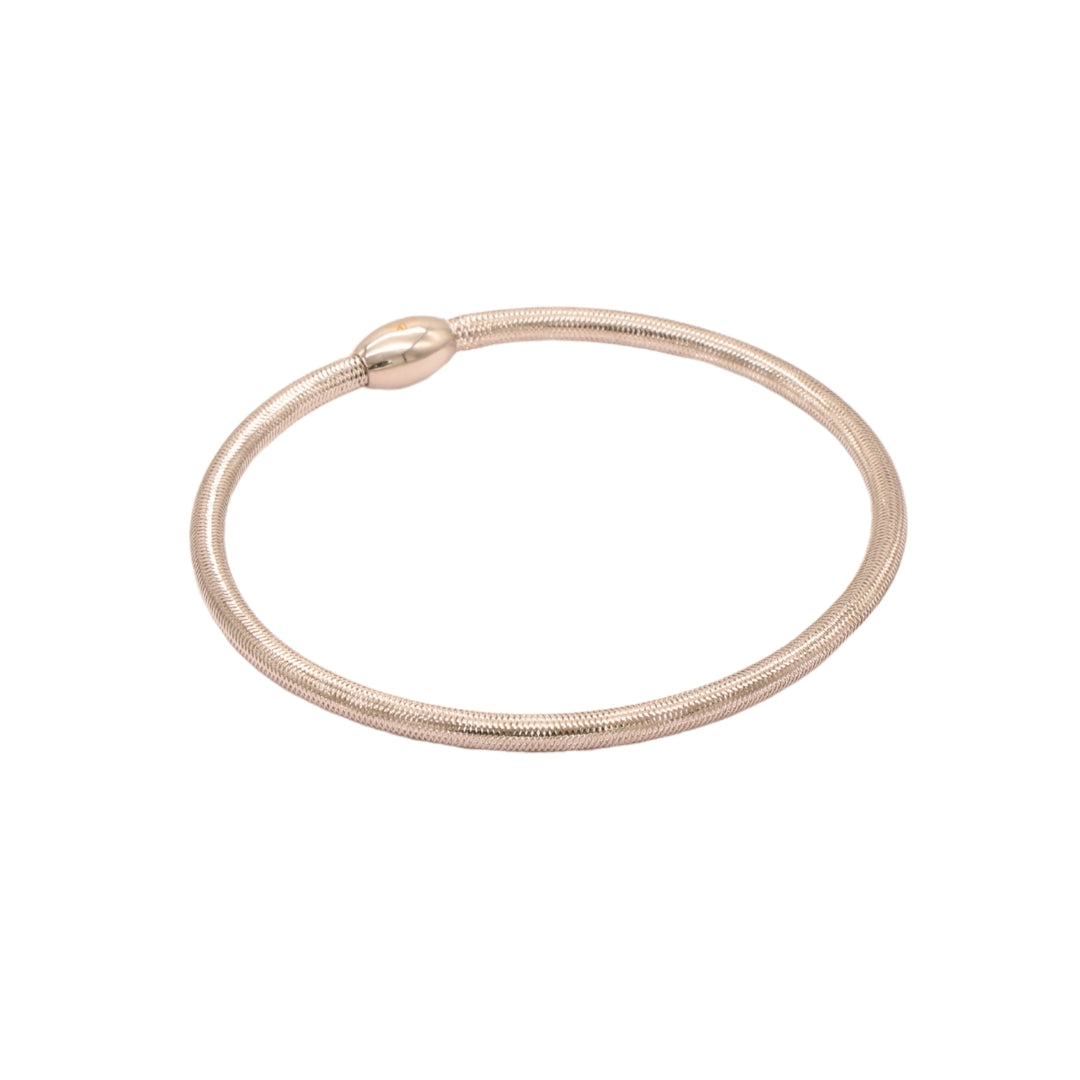 Gold 18KT Flexible Elastic Smooth Clasp Mesh Bracelet