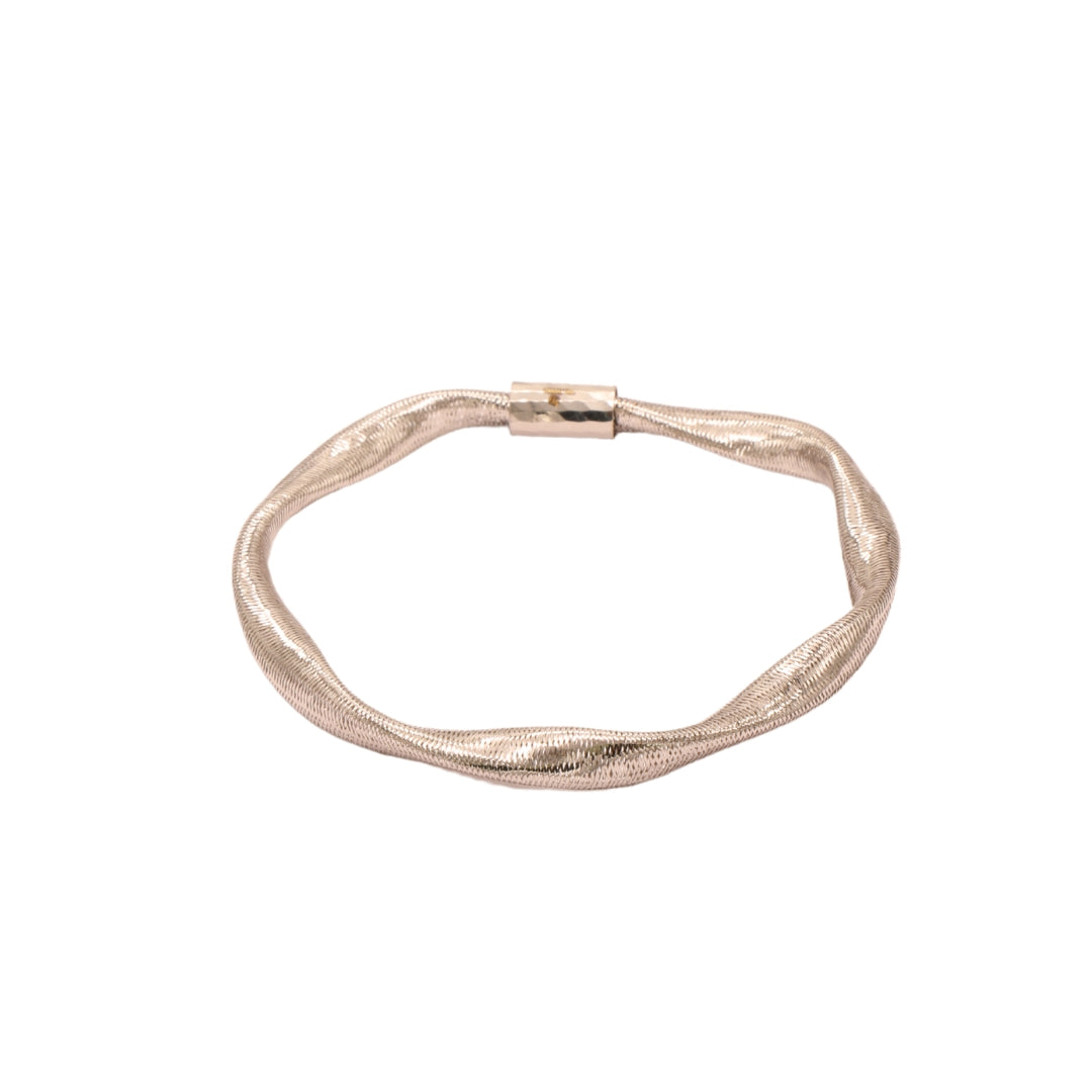 Gold 18KT Flexible Elastic Wavy Mesh Bracelet