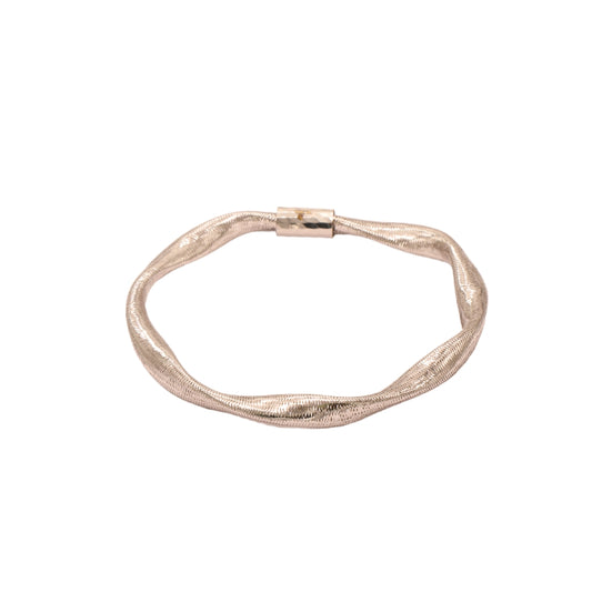 Gold 18KT Flexible Elastic Wavy Mesh Bracelet