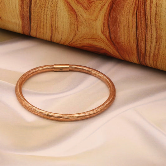 Gold 18KT Flexible Elastic Rose Mesh Bracelet