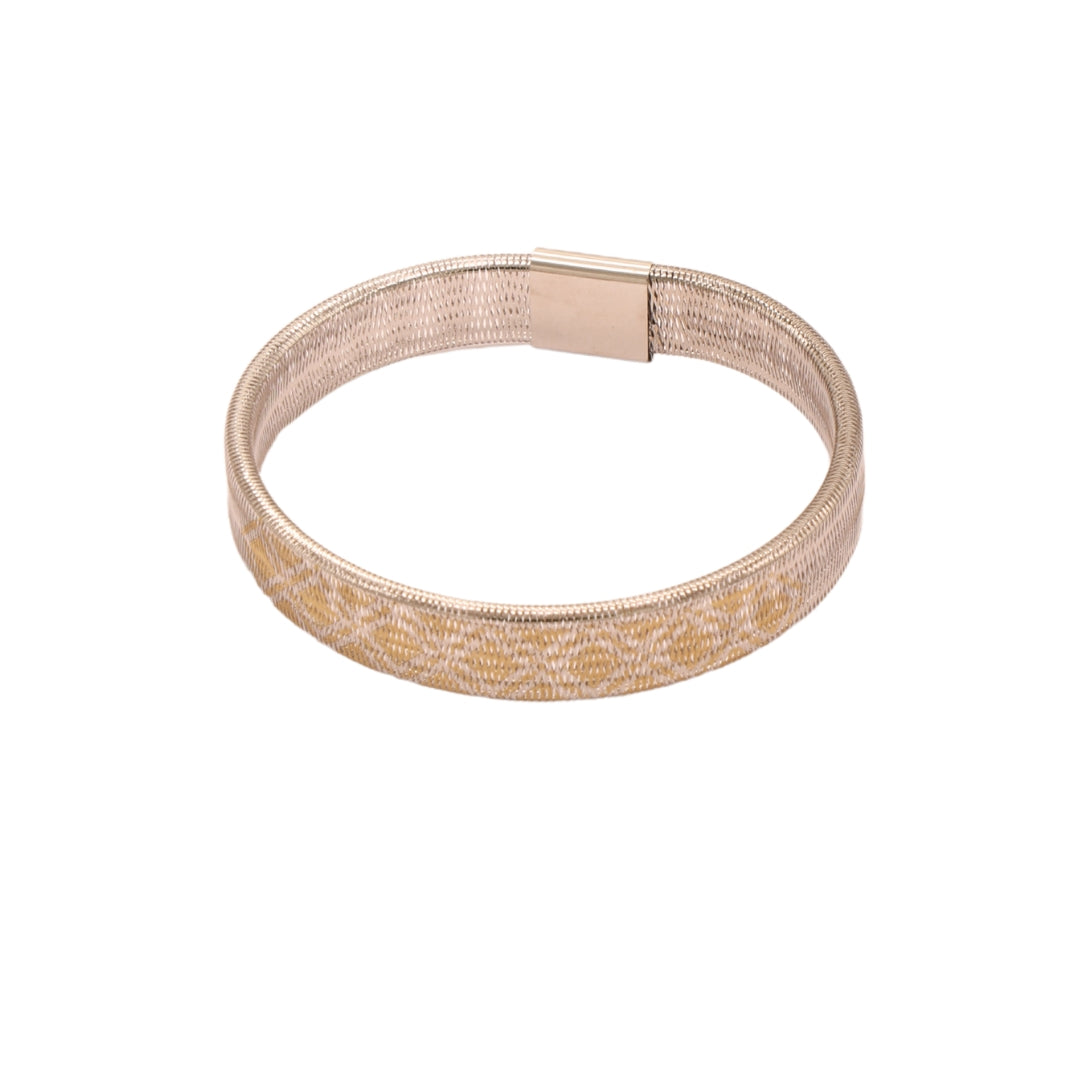 Gold 18KT Flexible Elastic Dual-Tone Mesh Bracelet