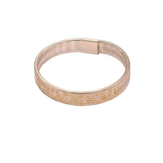 Gold 18KT Flexible Elastic Dual-Tone Mesh Bracelet