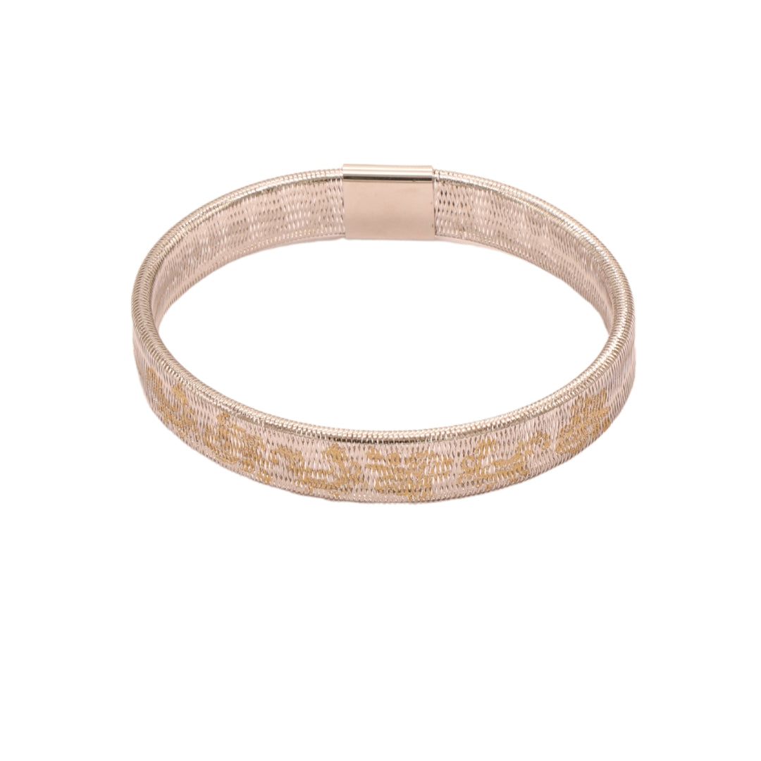 Gold 18KT Flexible Elastic Floral Mesh Bracelet