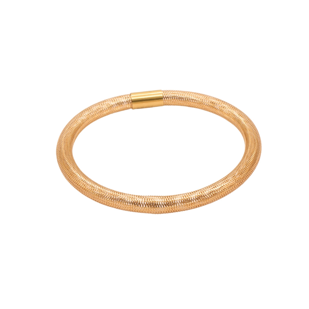 Gold 18KT Flexible Elastic Yellow Mesh Bracelet