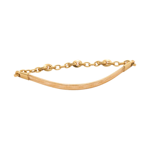 Gold 18KT Flexible Elastic Textured Bracelet