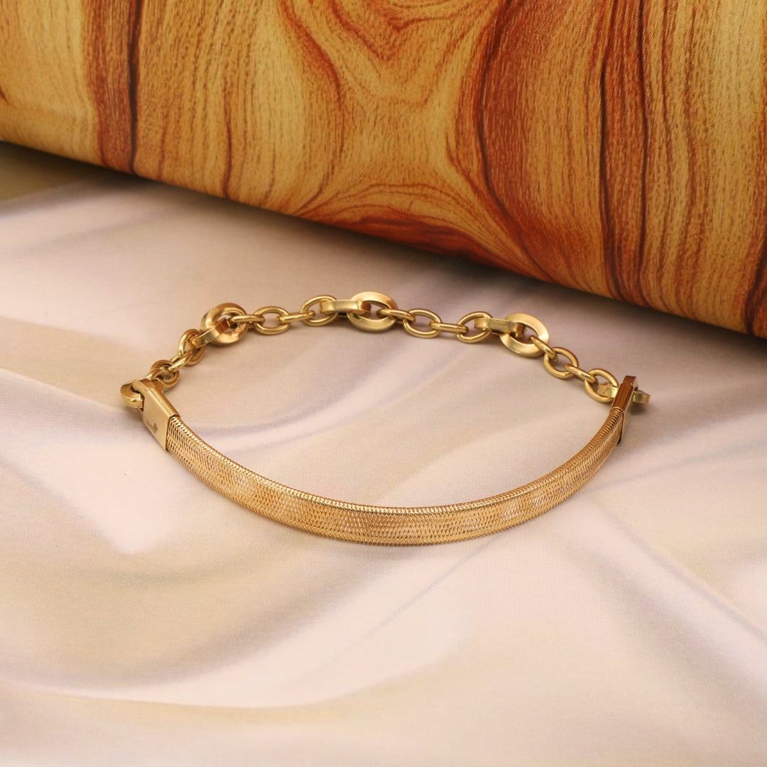 Gold 18KT Flexible Elastic Textured Bracelet